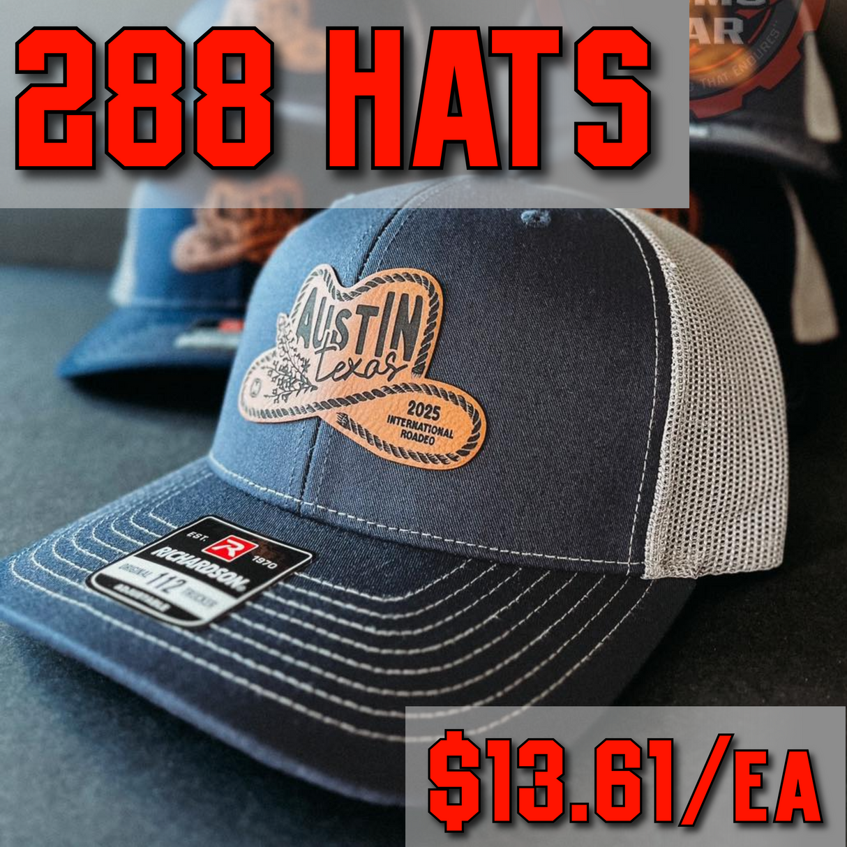 Richardson 112 Leather Patch Hats – Bulk 288x Pack